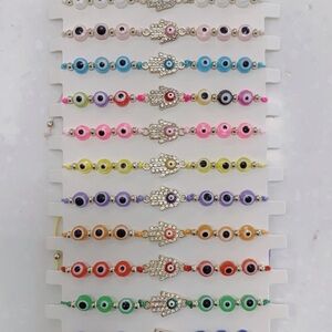 Colorful Evil Eye Bracelets with Hamsa Charms